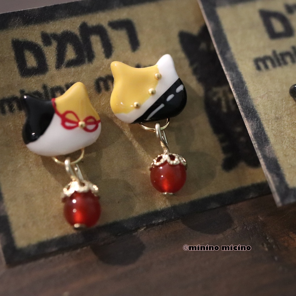 復刻 和風アートキャット イヤリング&ピアス❀狐