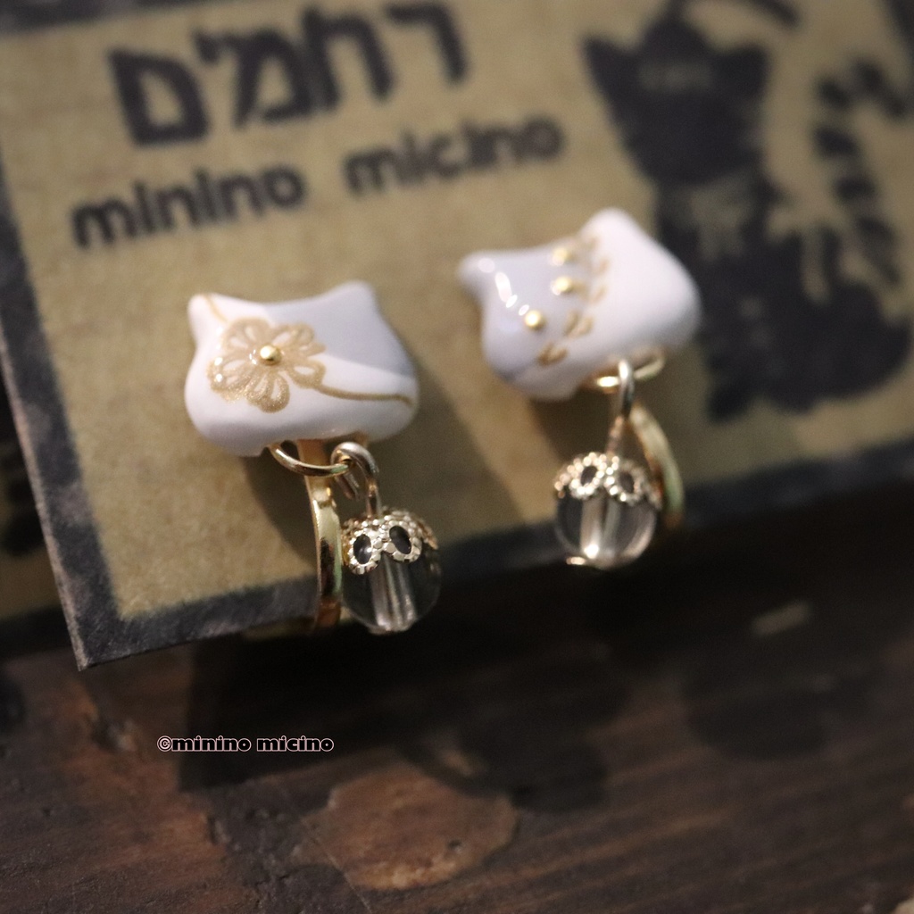 復刻 和風アートキャット イヤリング&ピアス❀鶴