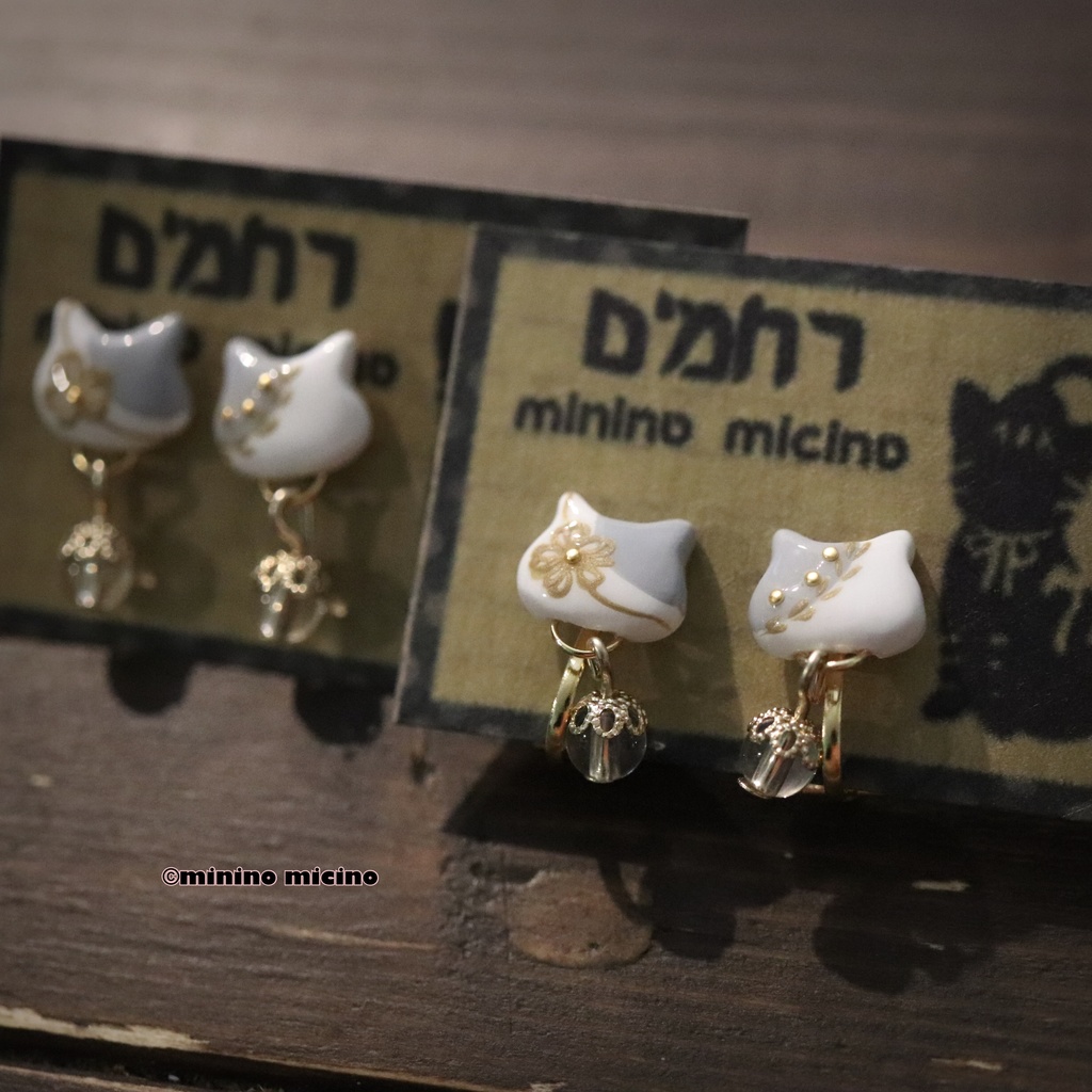 復刻 和風アートキャット イヤリング＆ピアス❀鶴