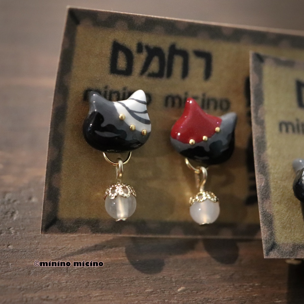 復刻 和風アートキャットイヤリング&ピアス❀肥