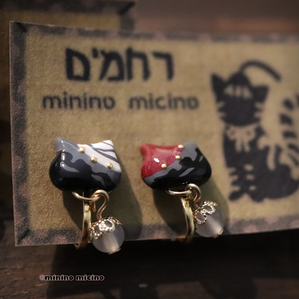 復刻 和風アートキャットイヤリング&ピアス❀肥