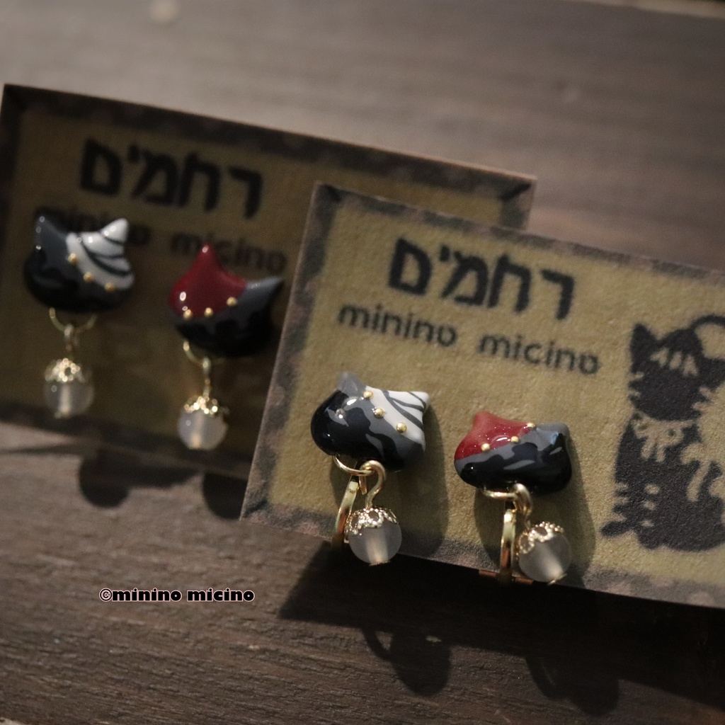 復刻 和風アートキャットイヤリング&ピアス❀肥