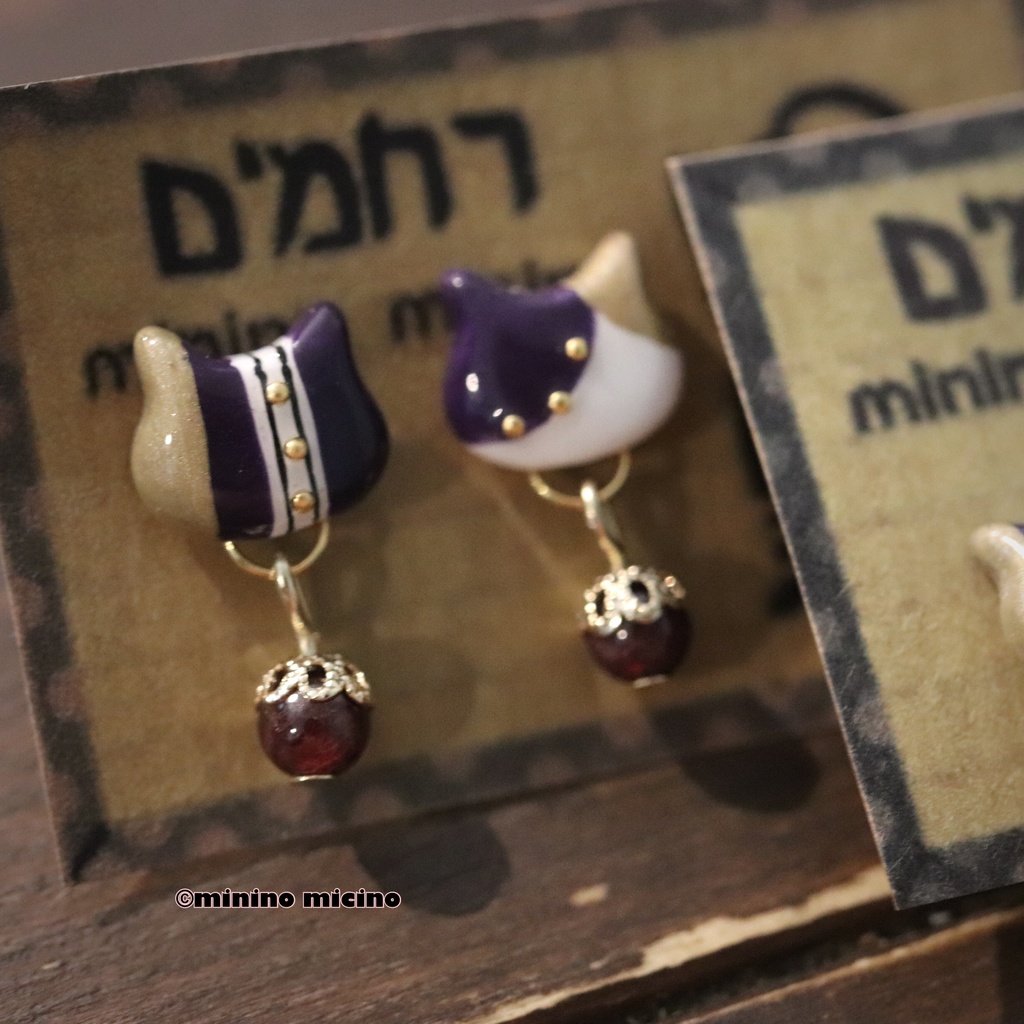 復刻 和風アートキャット イヤリング&ピアス❀長