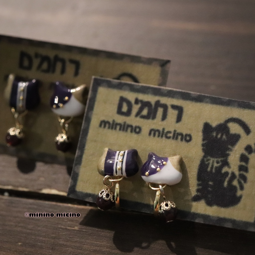 復刻 和風アートキャット イヤリング&ピアス❀長