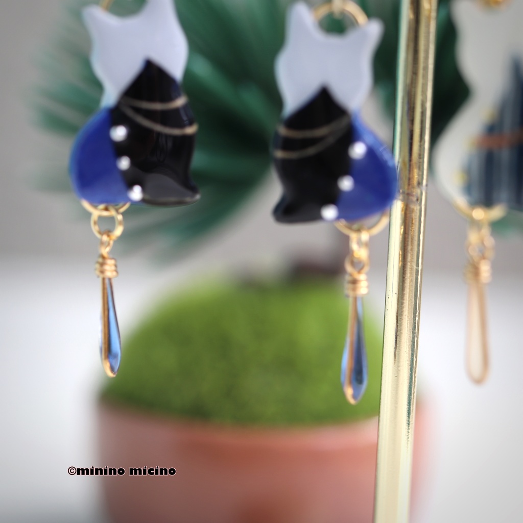 和風アートマイクロキャット イヤリング&ピアス❀国&義