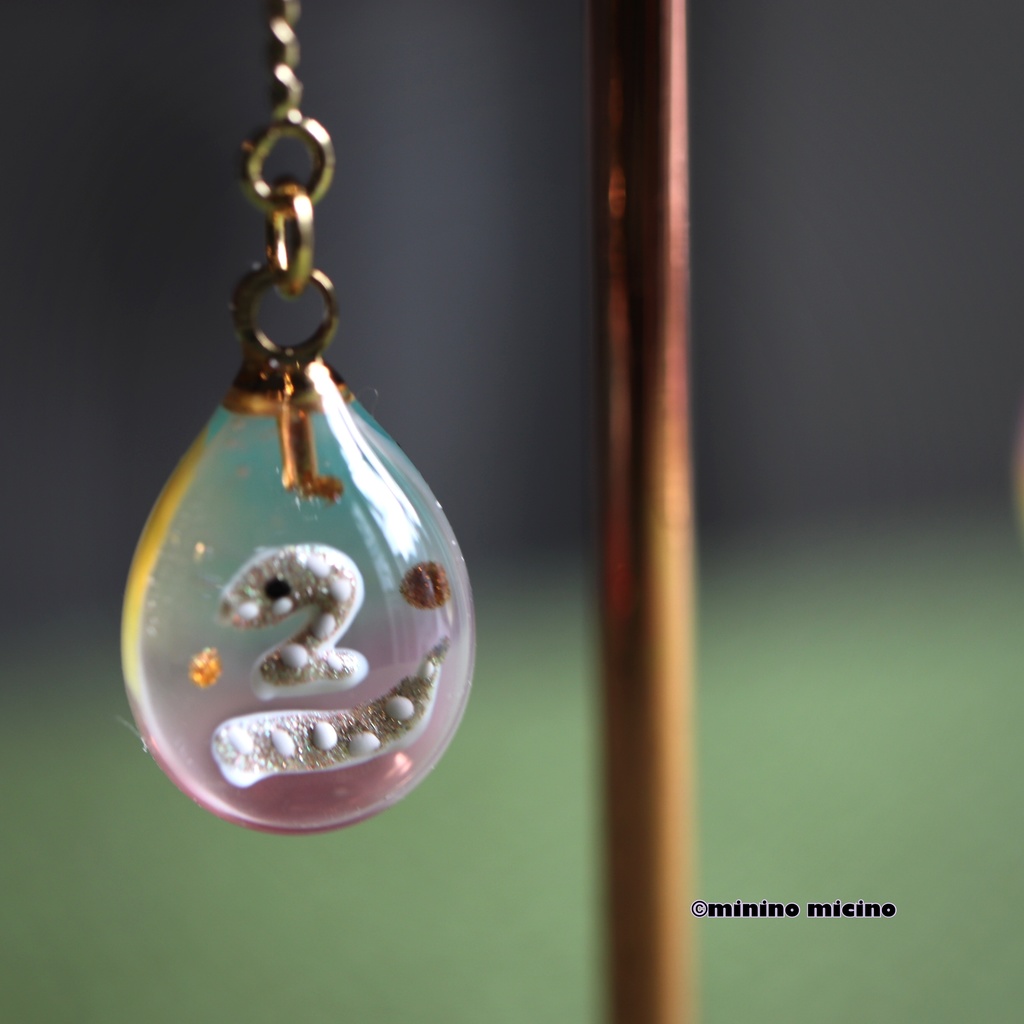 干支シリーズ 「巳」アートドロップピアス&イヤリング