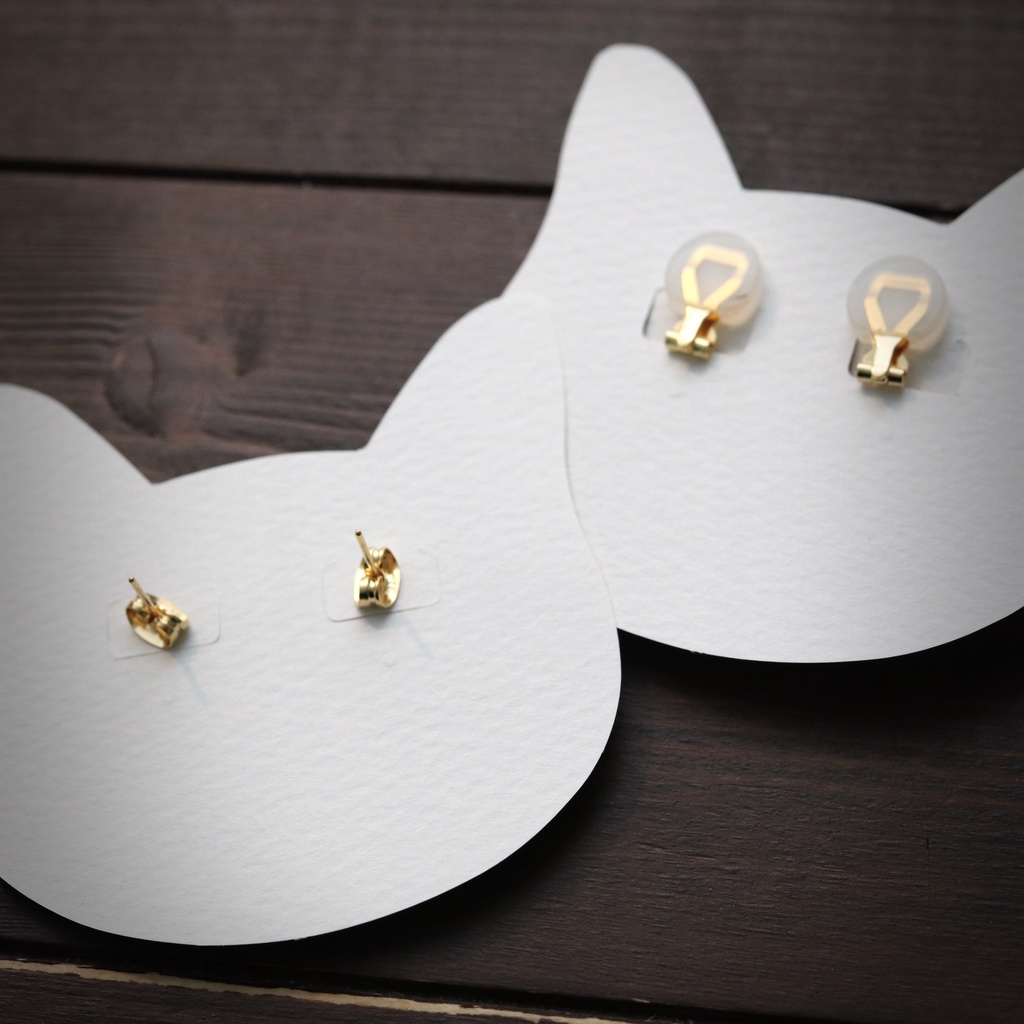 和風マイクロアートキャット イヤリング&ピアス❀極陸
