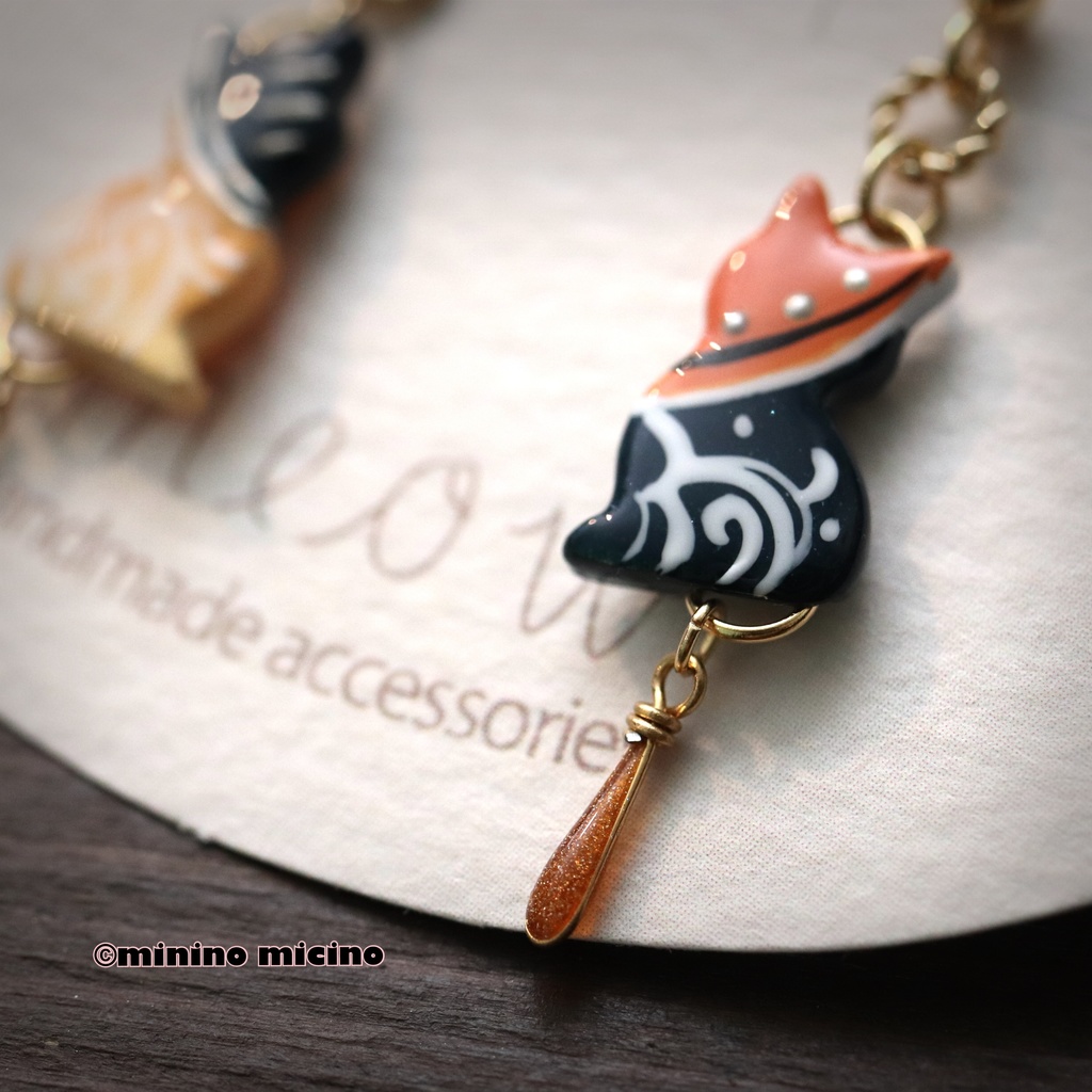 和風マイクロアートキャット イヤリング&ピアス❀極陸