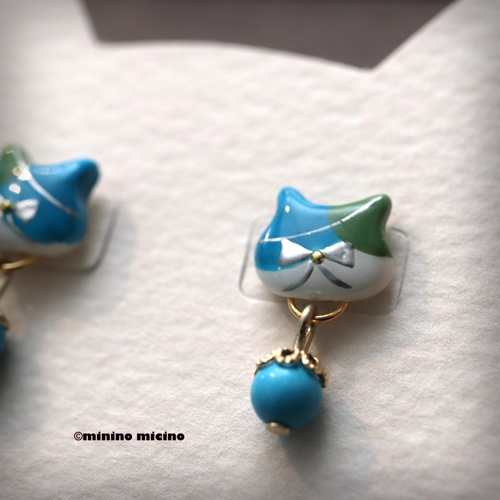 和風アートキャット イヤリング&ピアス❀松