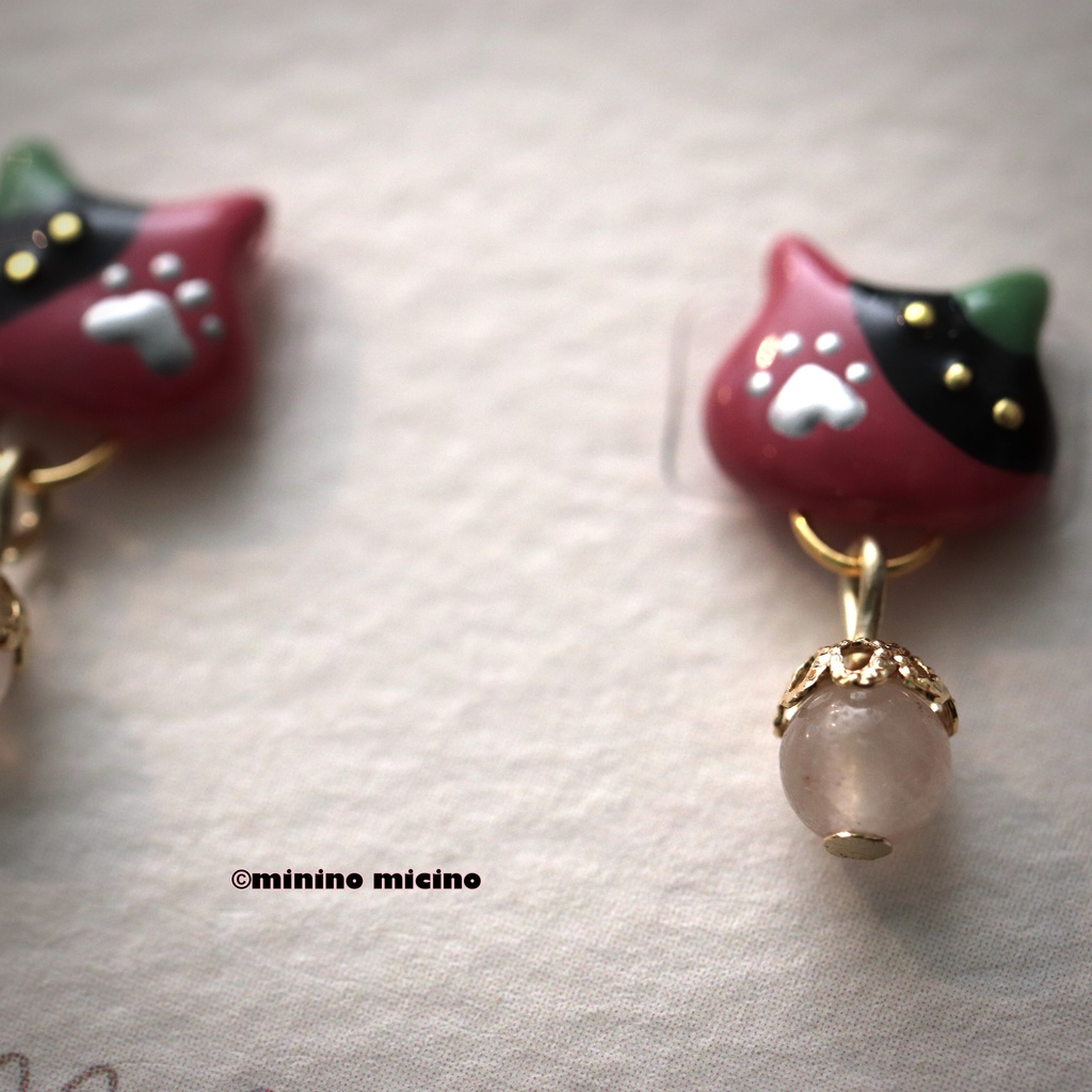 和風アートキャット イヤリング&ピアス❀村雲