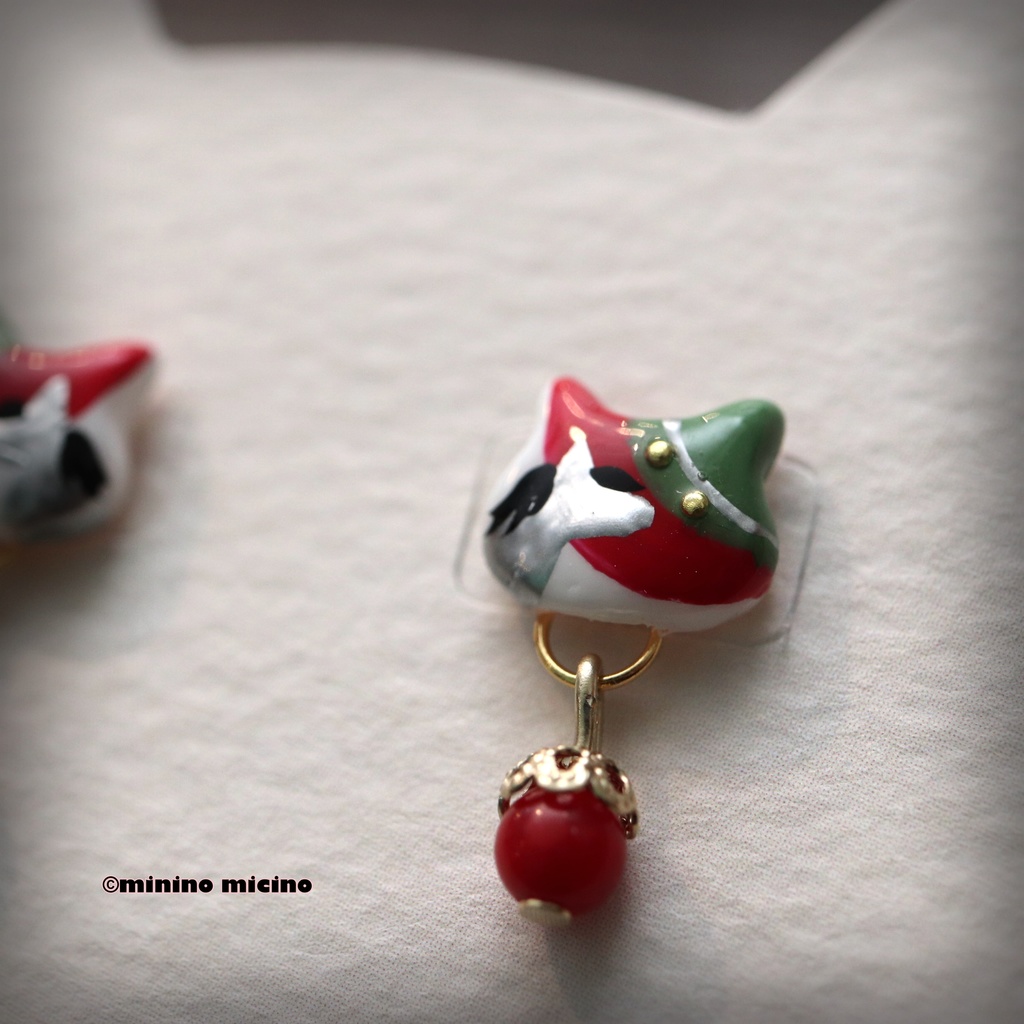 和風アートキャット イヤリング&ピアス❀豊