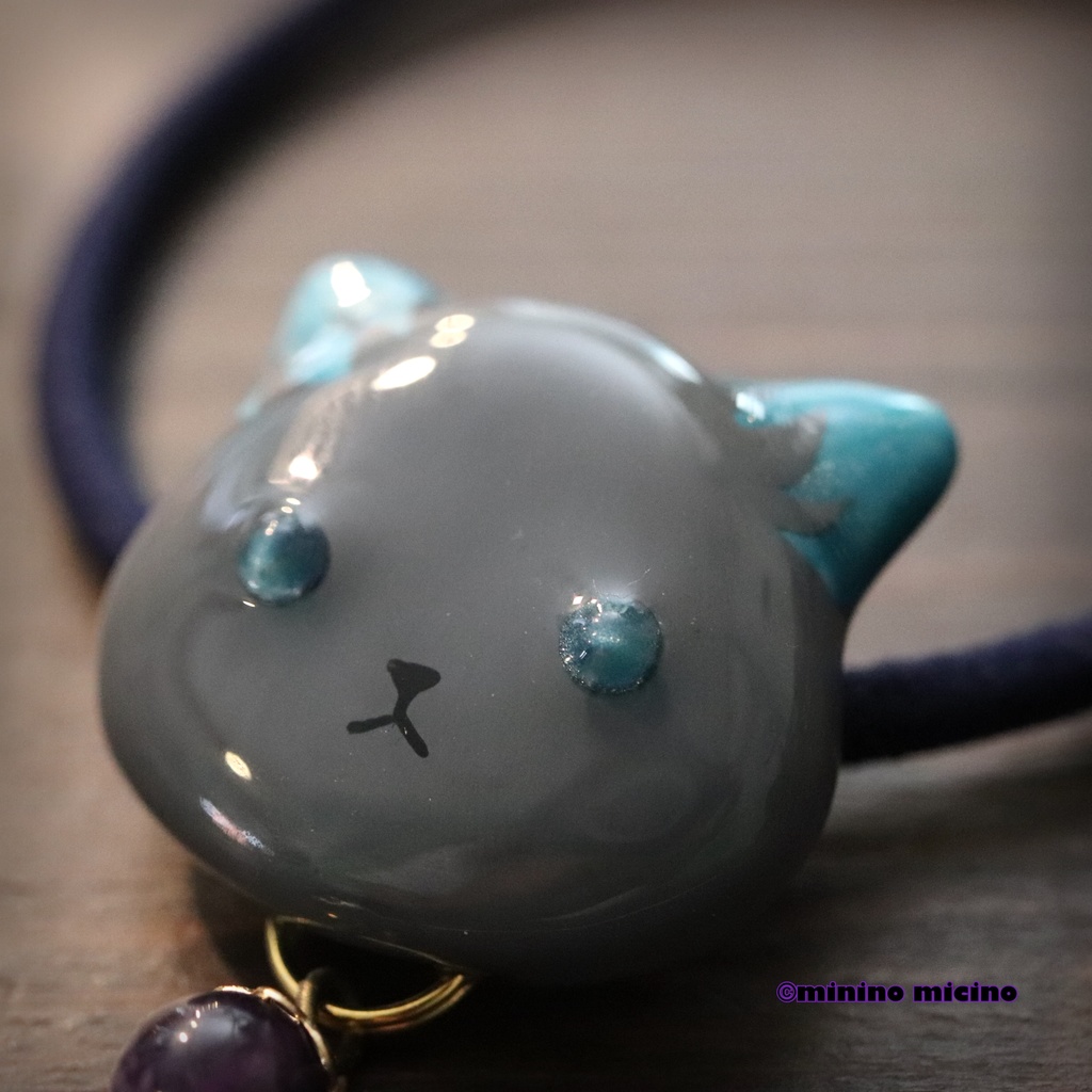 グリム猫アートヘアゴム アメジスト付