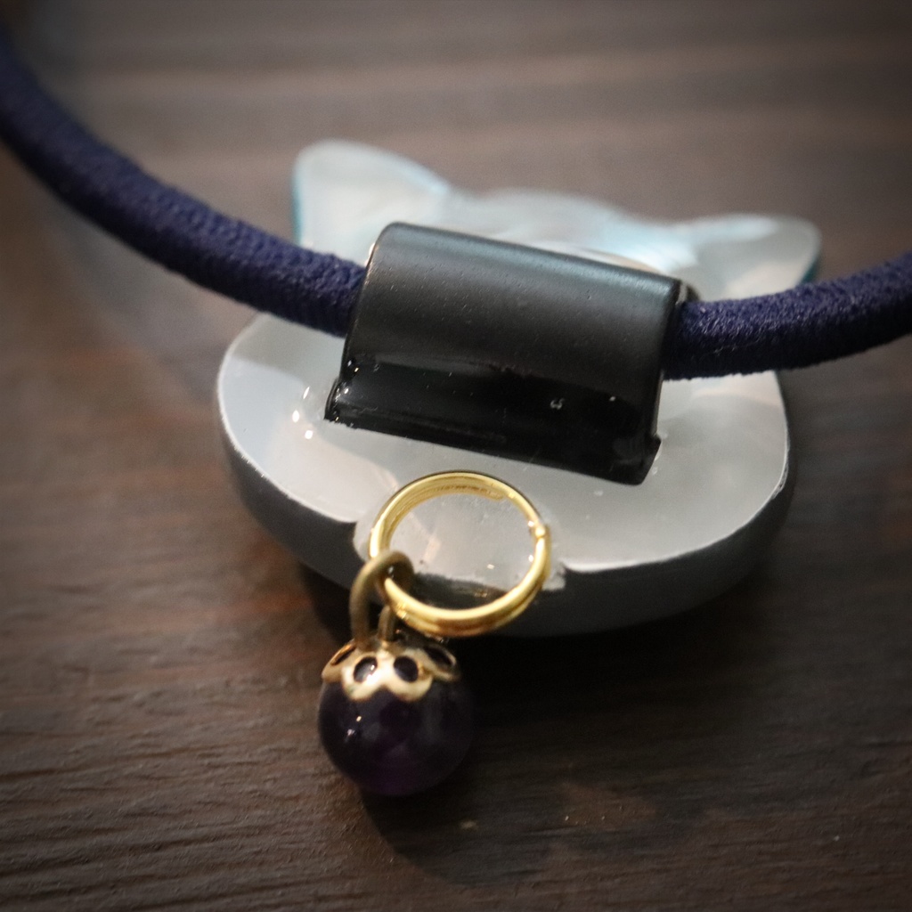 グリム猫アートヘアゴム アメジスト付