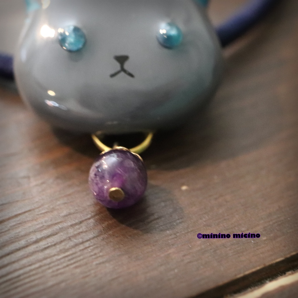 グリム猫アートヘアゴム アメジスト付