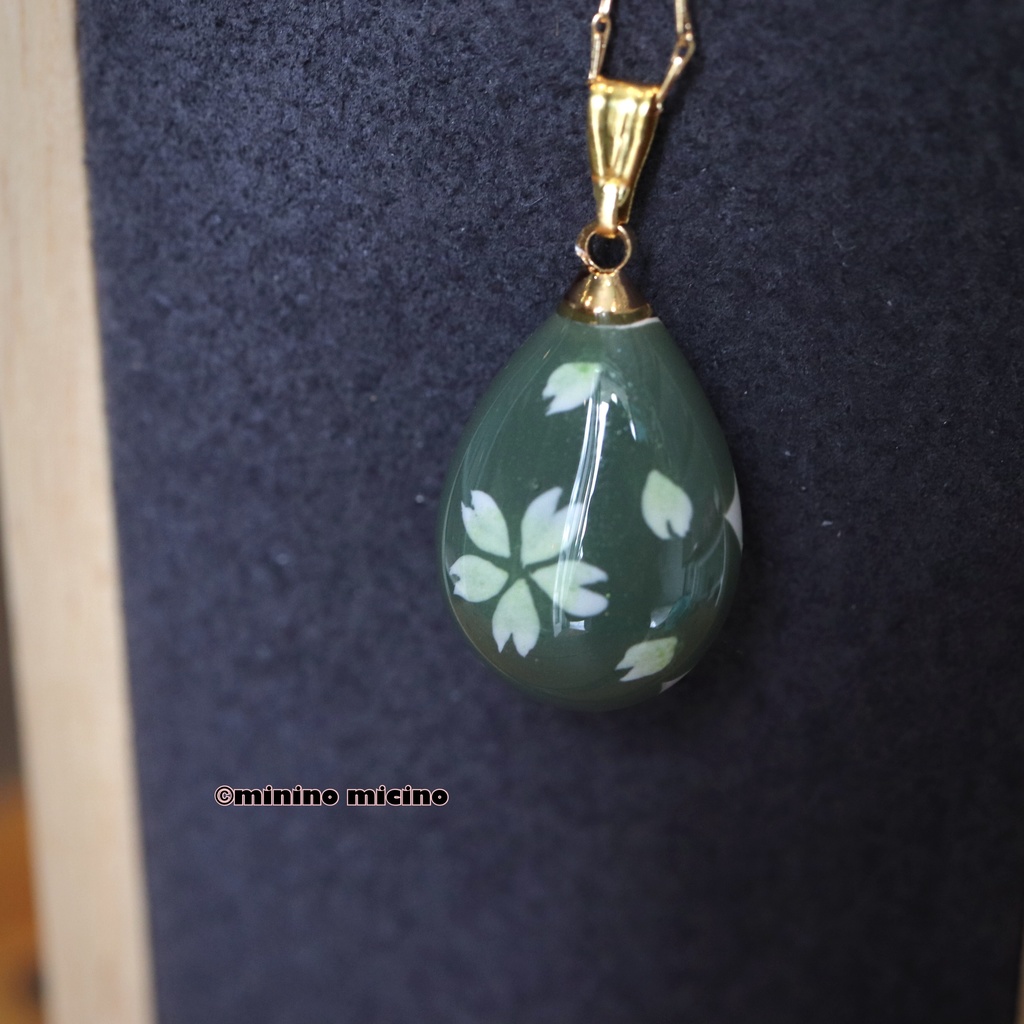 和風アートドロップペンダント❀篭