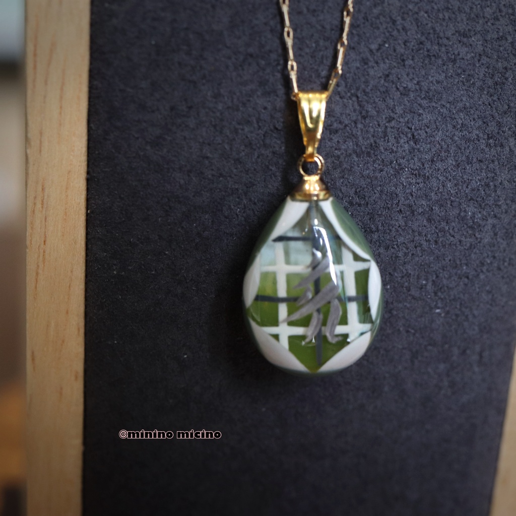 和風アートドロップペンダント❀篭