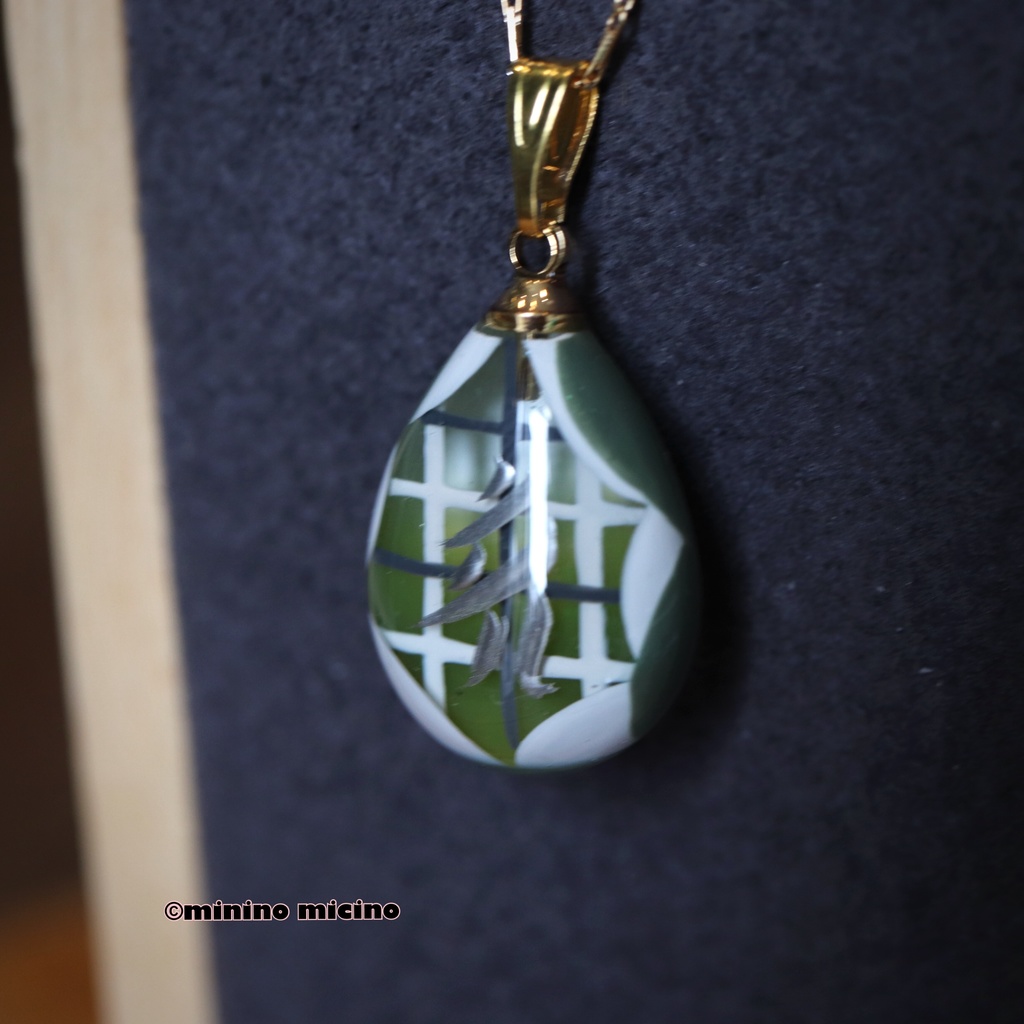 和風アートドロップペンダント❀篭