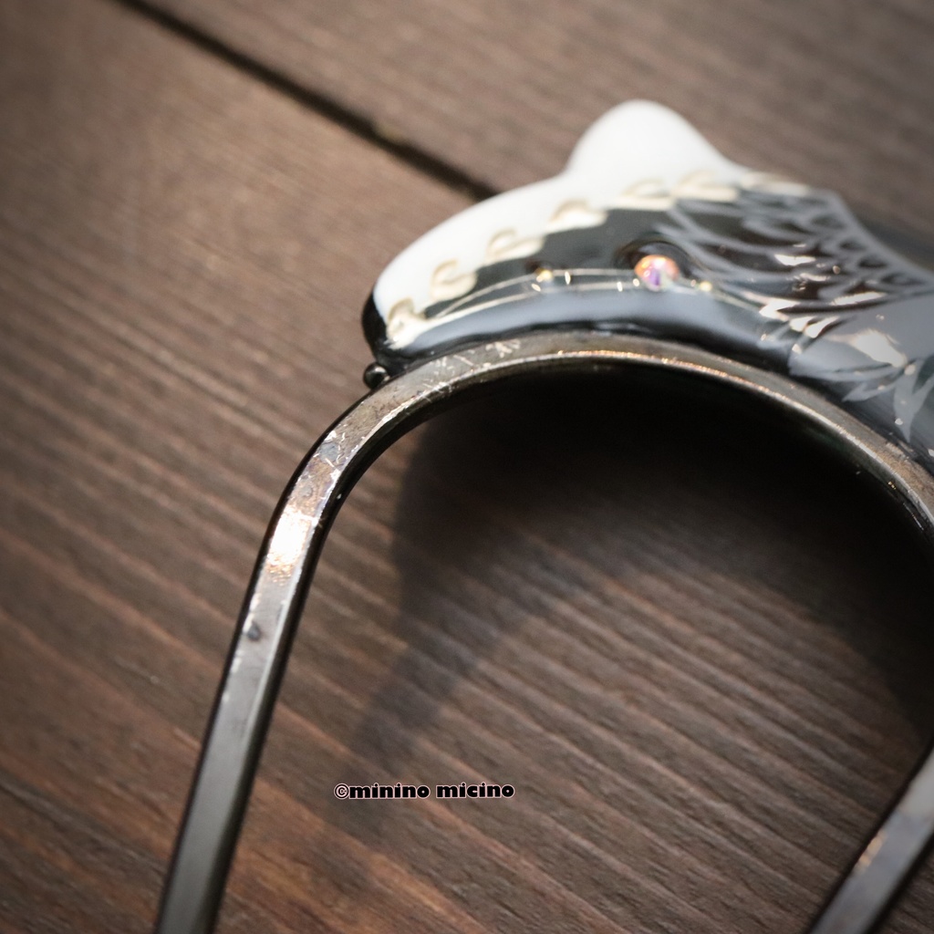 訳あり 和風アートキャットかんざし(簪)❀黒鶴