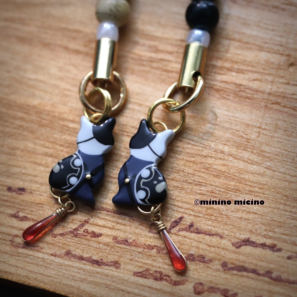 和風マイクロアートキャットストラップ❀鬼