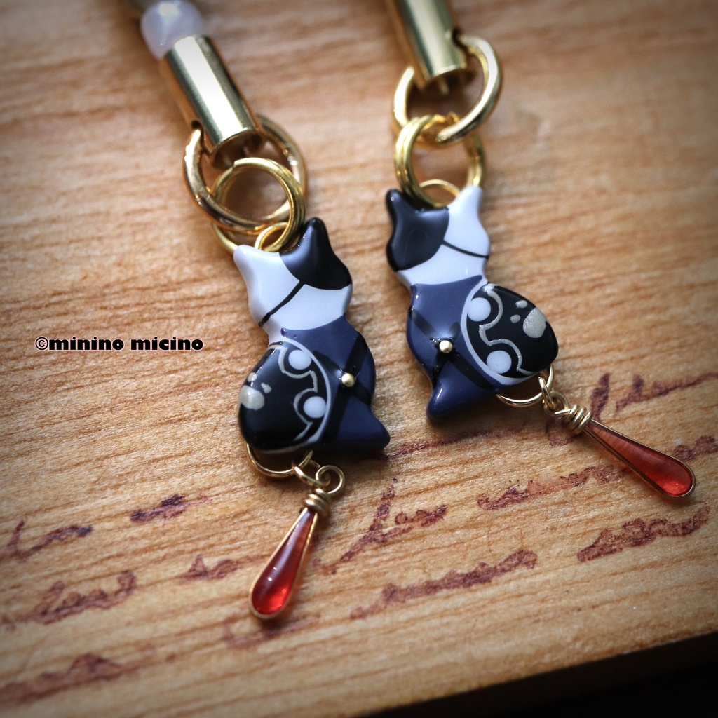 和風マイクロアートキャットストラップ❀鬼