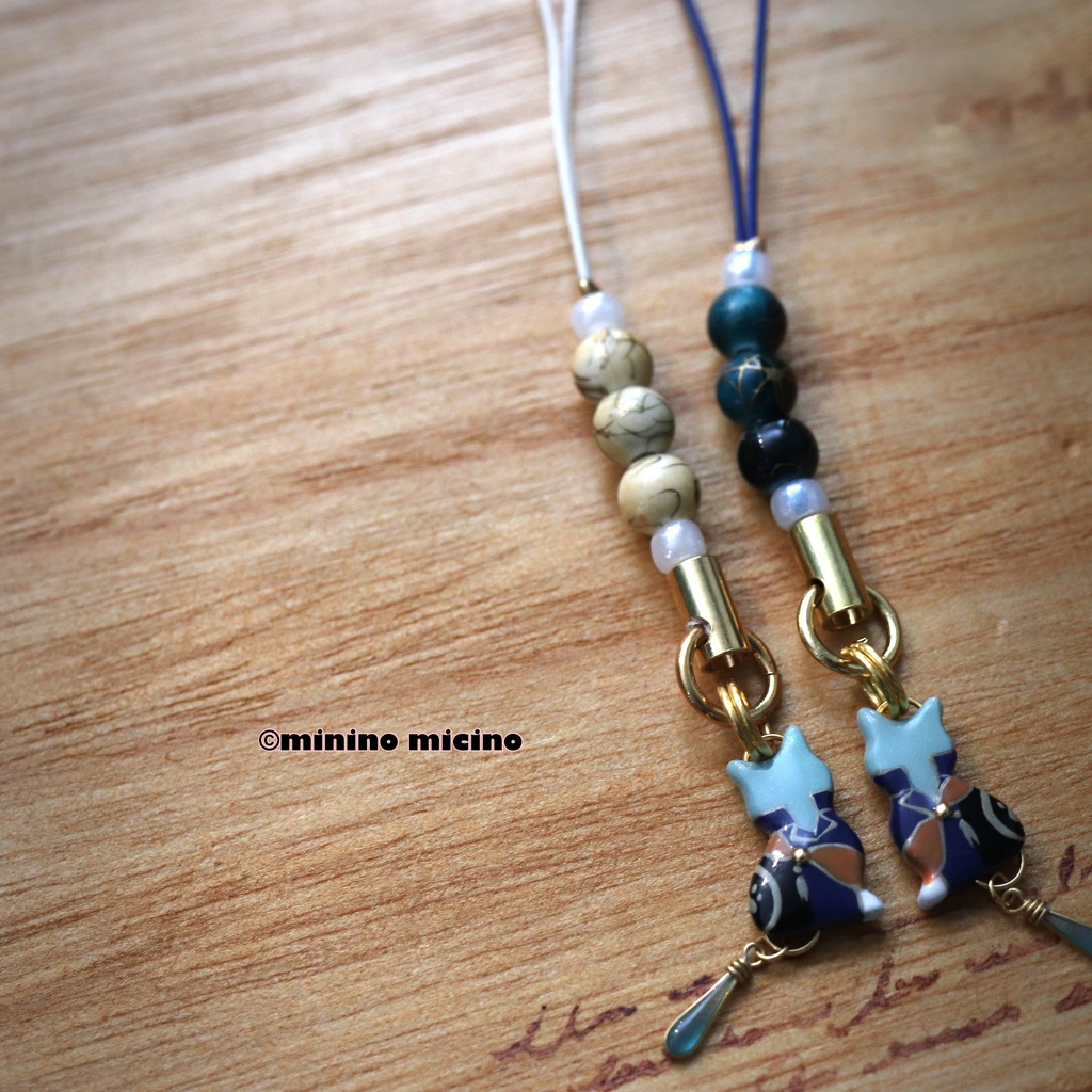 和風マイクロアートキャットストラップ❀一振