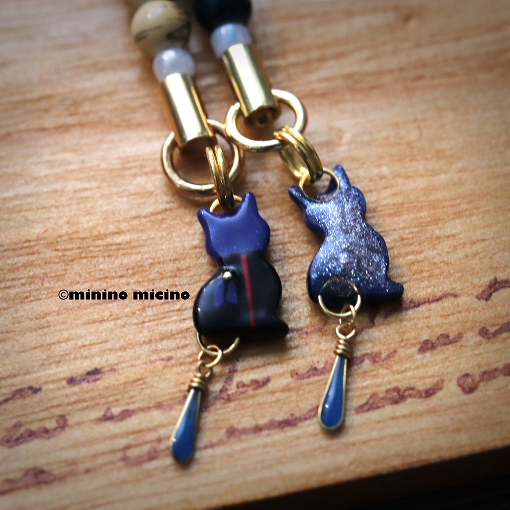 和風マイクロアートキャットストラップ❀八丁