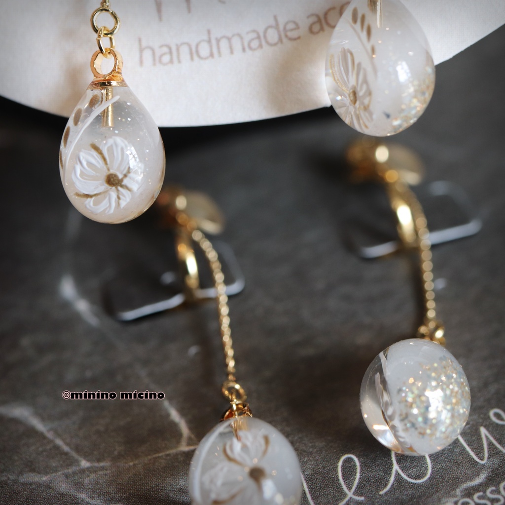 和風アートドロップ イヤリング&ピアス❀鶴