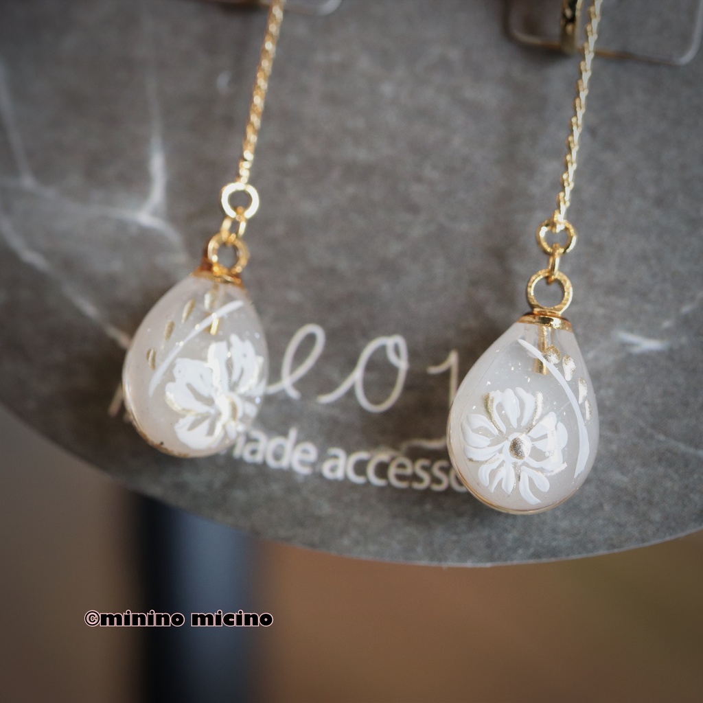 和風アートドロップ イヤリング&ピアス❀鶴