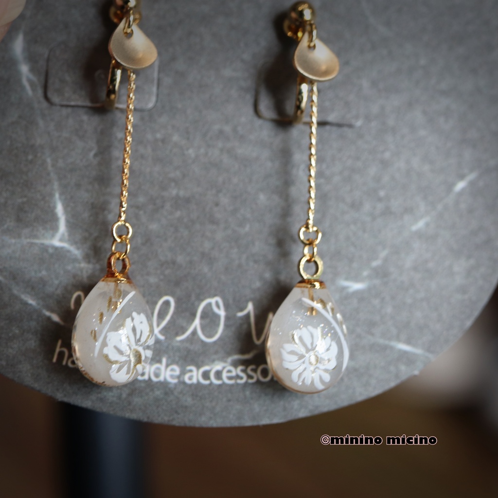 和風アートドロップ イヤリング＆ピアス❀鶴