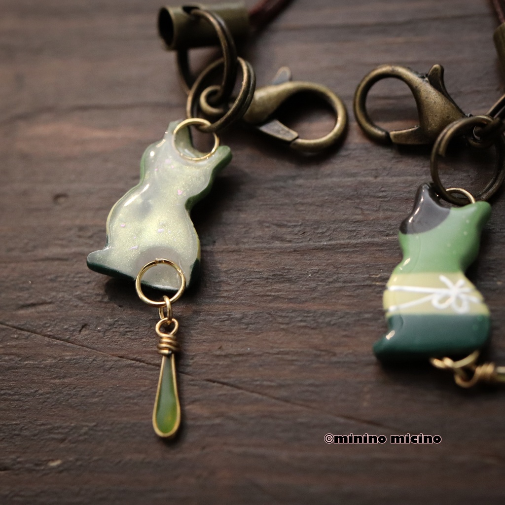 和風マイクロアートキャットストラップ❀石