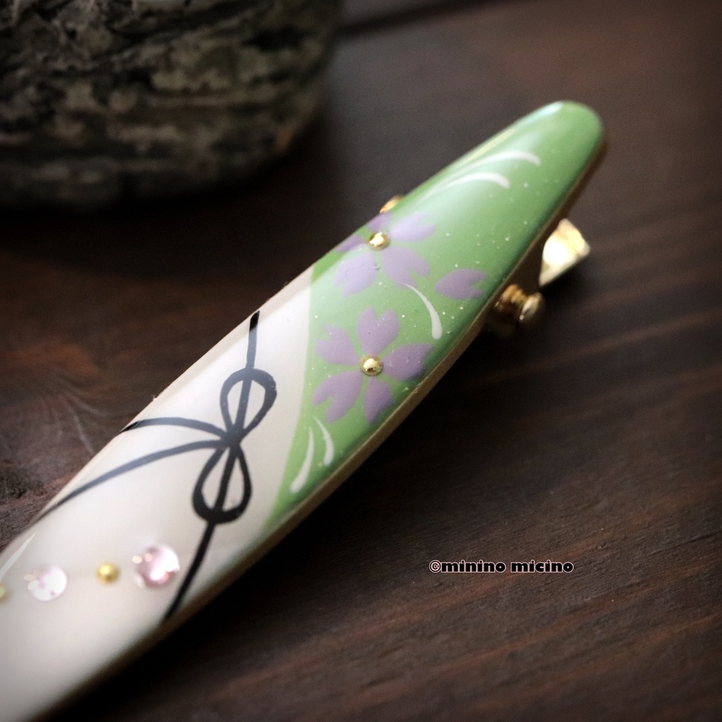 和風アートオーバルクリップ❀石