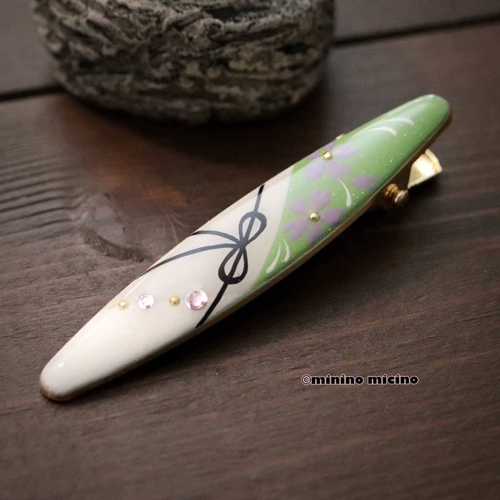 和風アートオーバルクリップ❀石