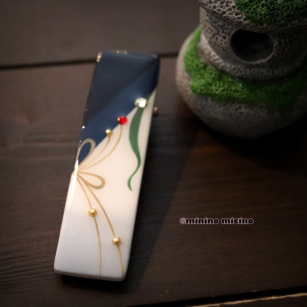 和風アートサークルクリップ❀青