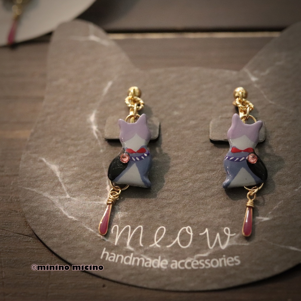 和風マイクロアートキャット ピアス＆イヤリング❀歌