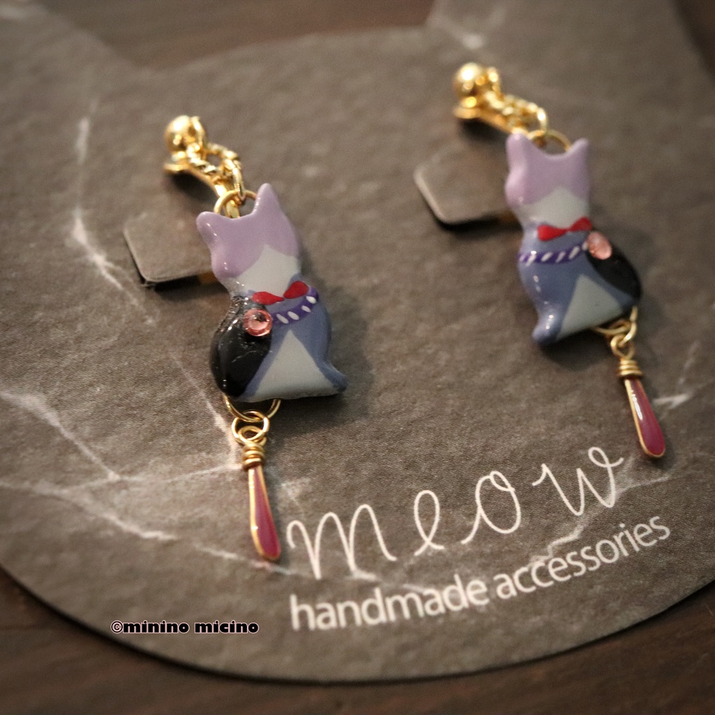 和風マイクロアートキャット ピアス&イヤリング❀歌
