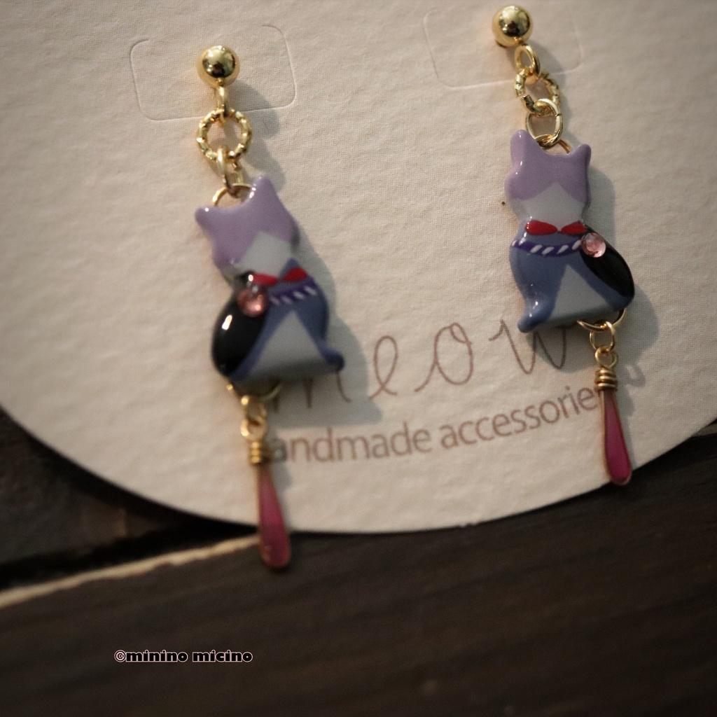 和風マイクロアートキャット ピアス&イヤリング❀歌