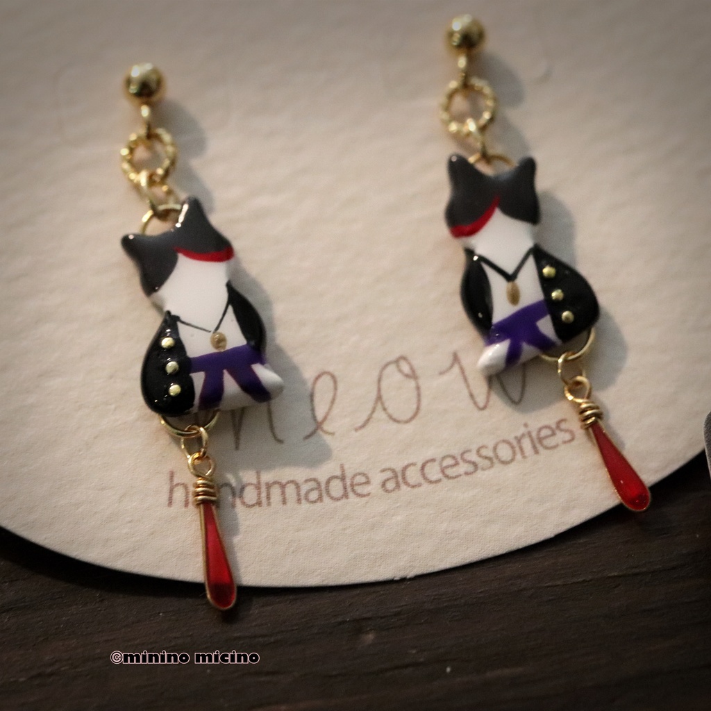 和風マイクロアートキャット ピアス&イヤリング❀羅