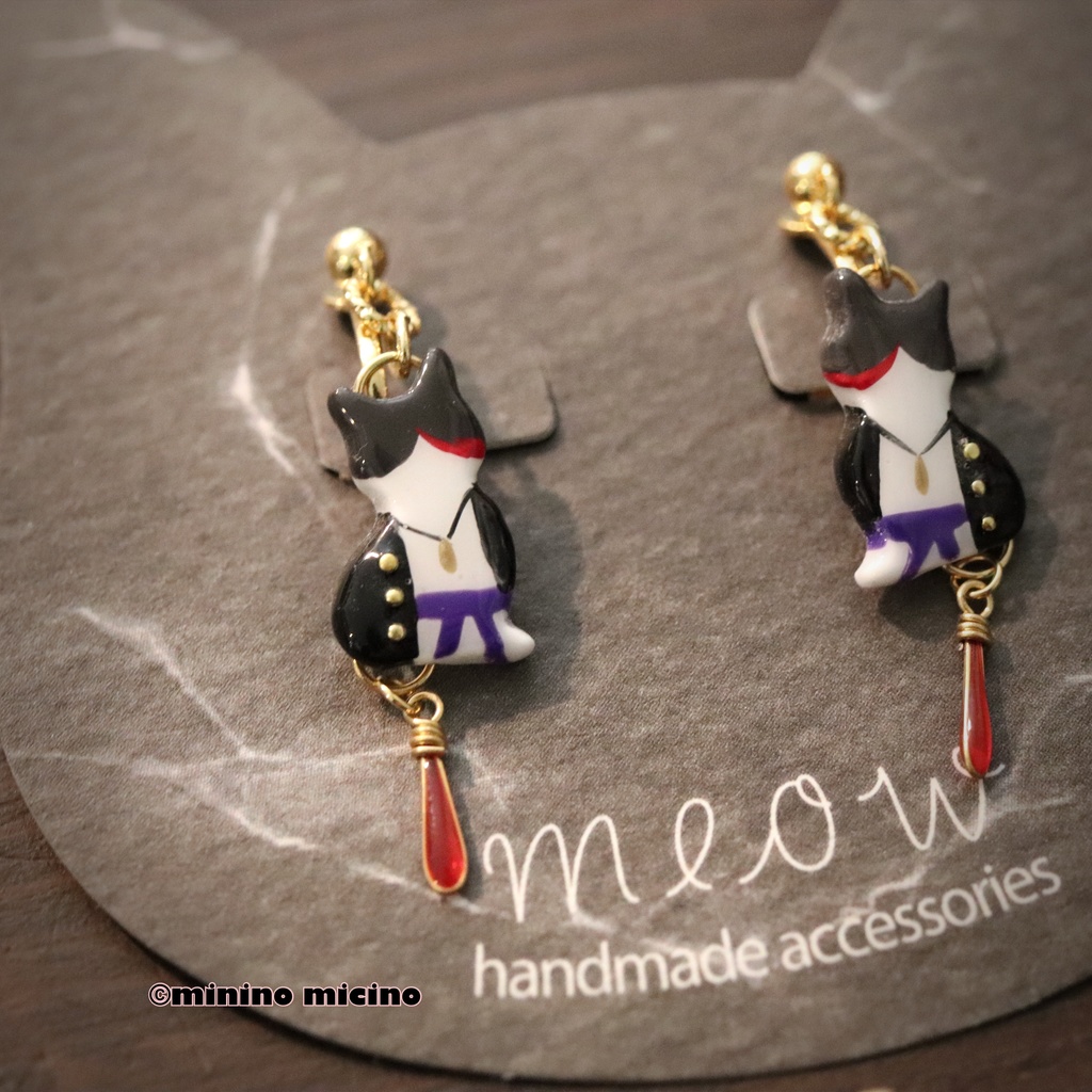 和風マイクロアートキャット ピアス&イヤリング❀羅