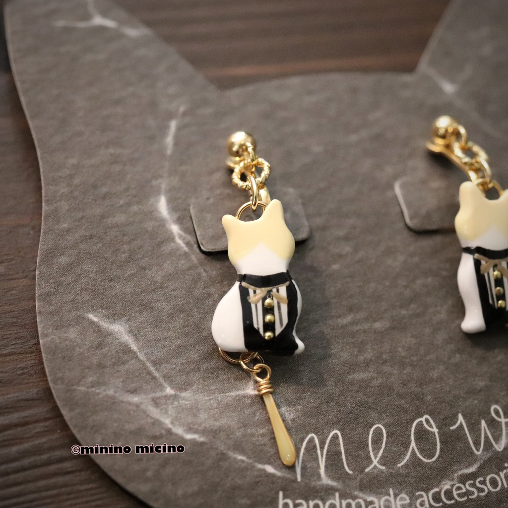和風マイクロアートキャット ピアス&イヤリング❀髭