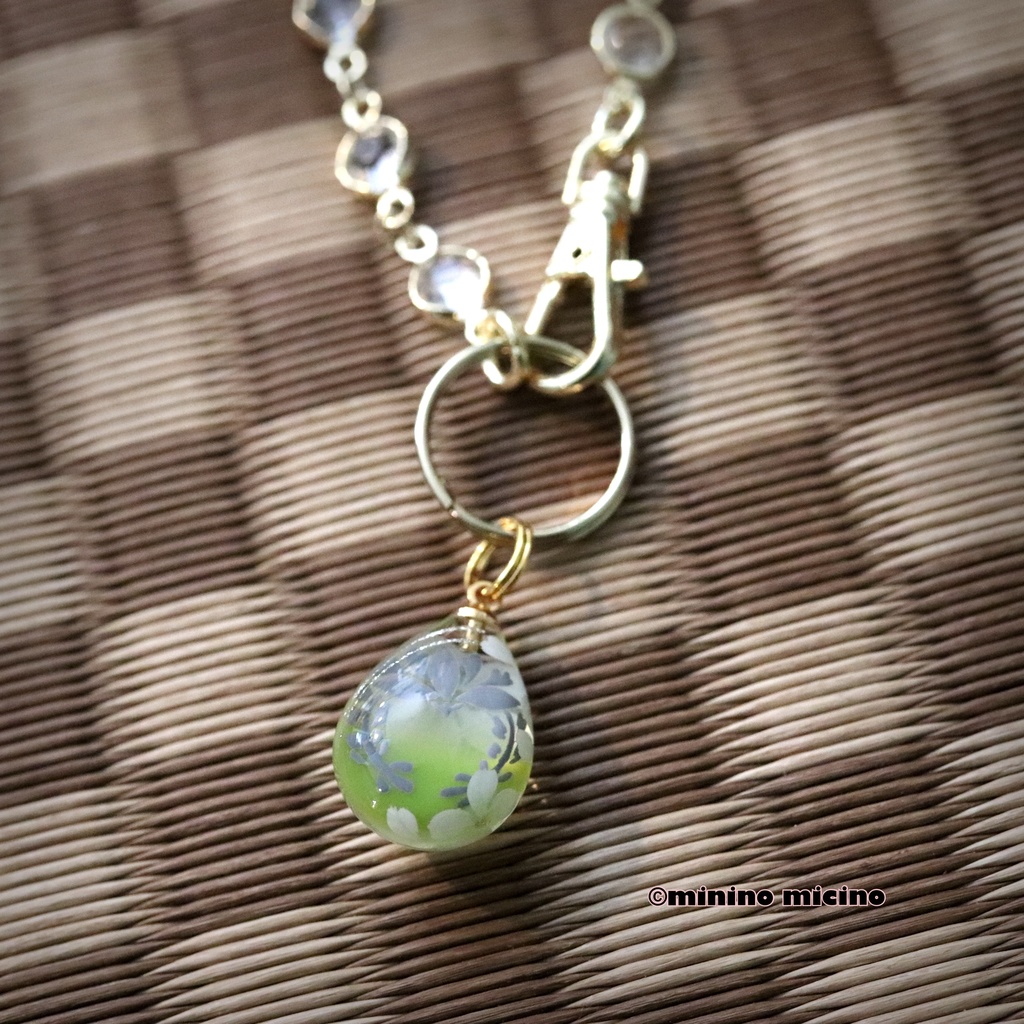 藤紋アートバッグチャーム❀石