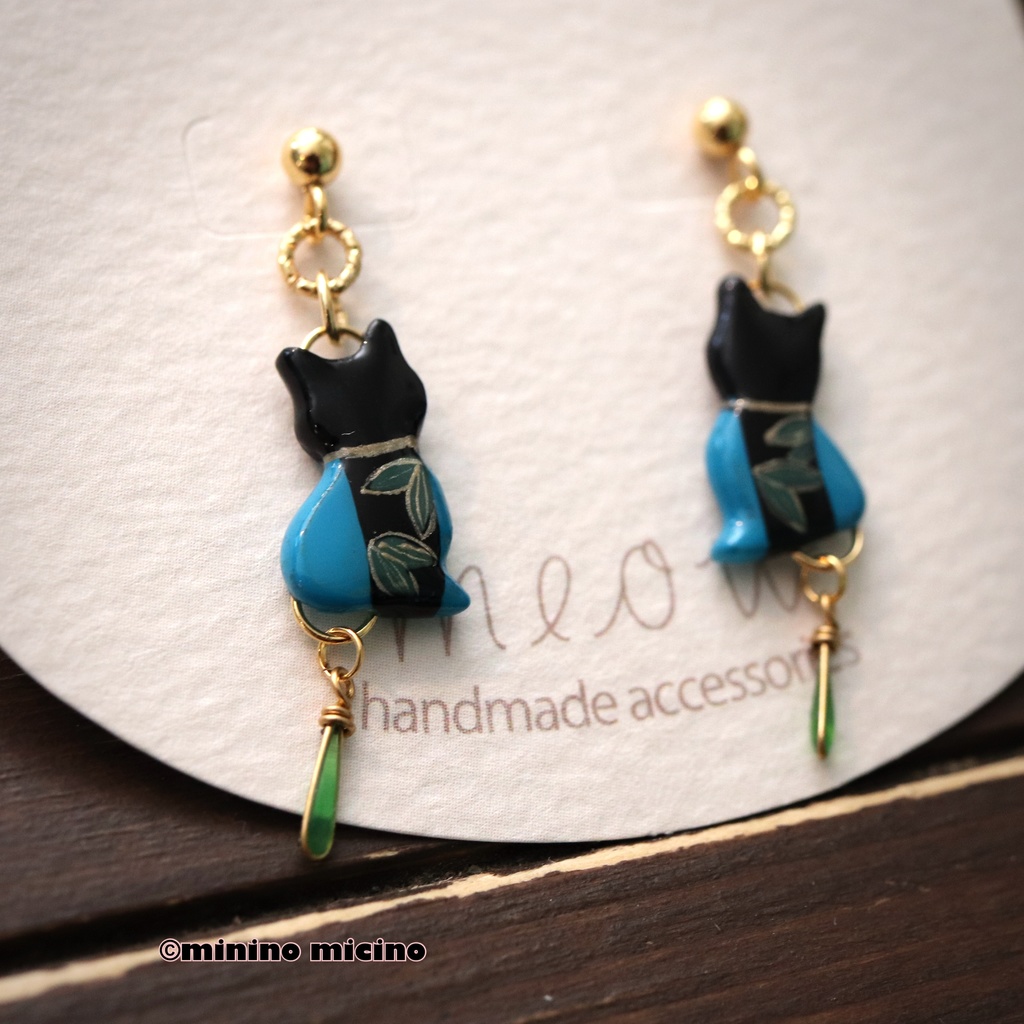 和風マイクロアートイヤリング&ピアス❀笹