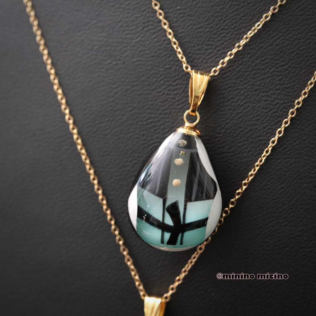 受注 和風アートドロップペンダント❀膝&髭