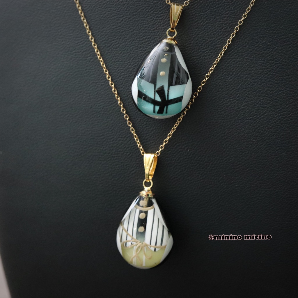 受注 和風アートドロップペンダント❀膝＆髭