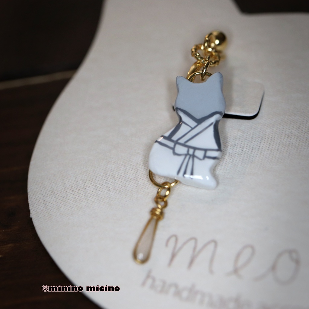 受注 和風アートペアキャット イヤリング&ピアス🐾鶴&月