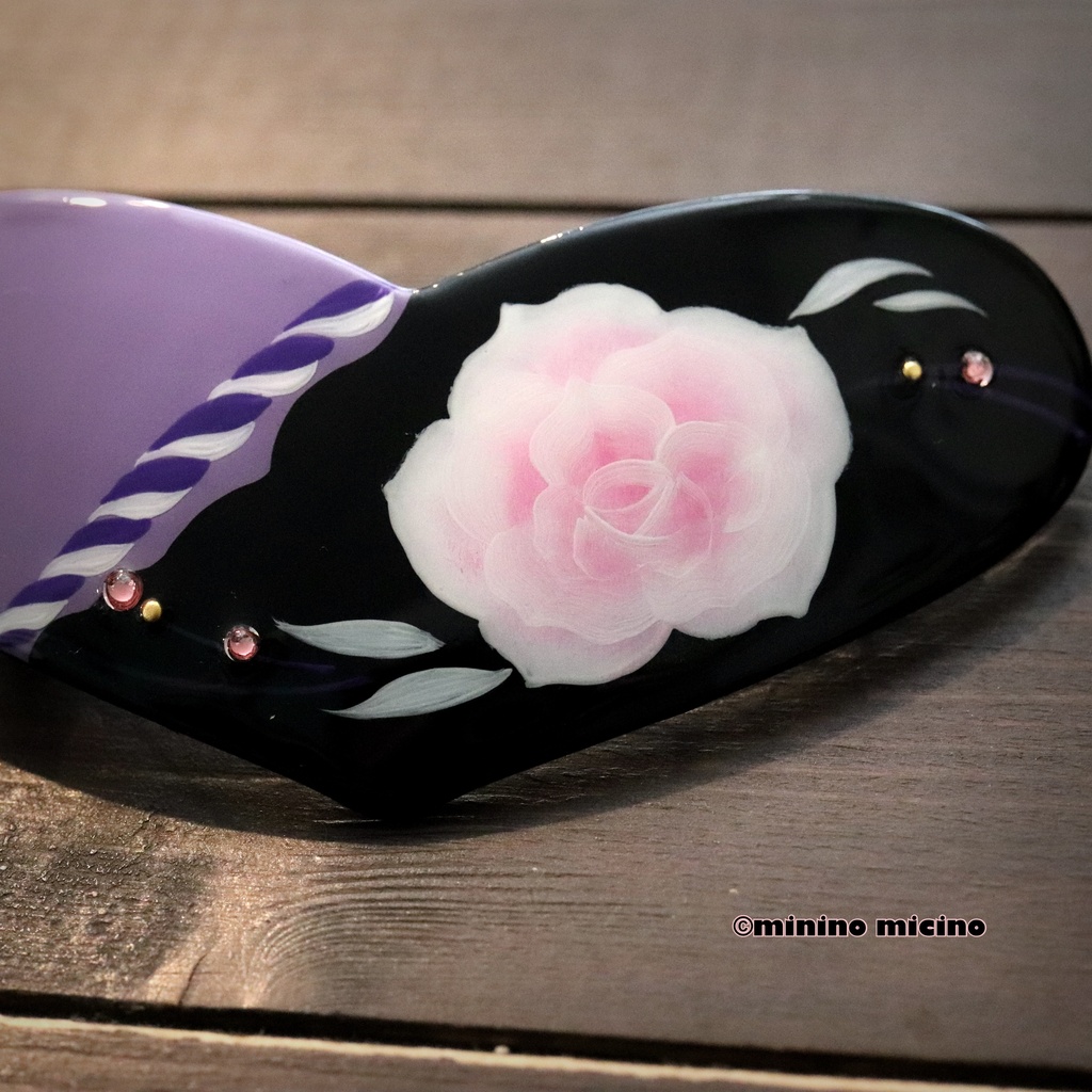 和風ハート型アートバレッタ❀歌