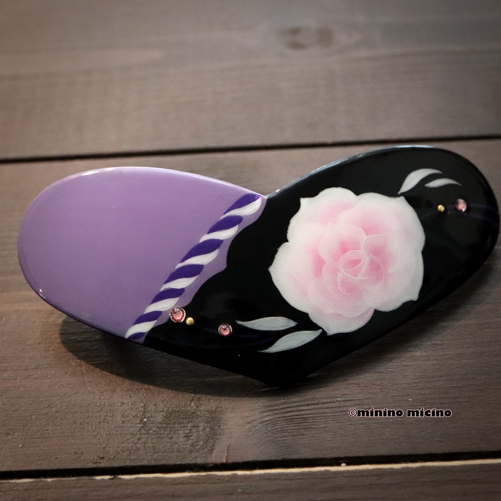 和風ハート型アートバレッタ❀歌