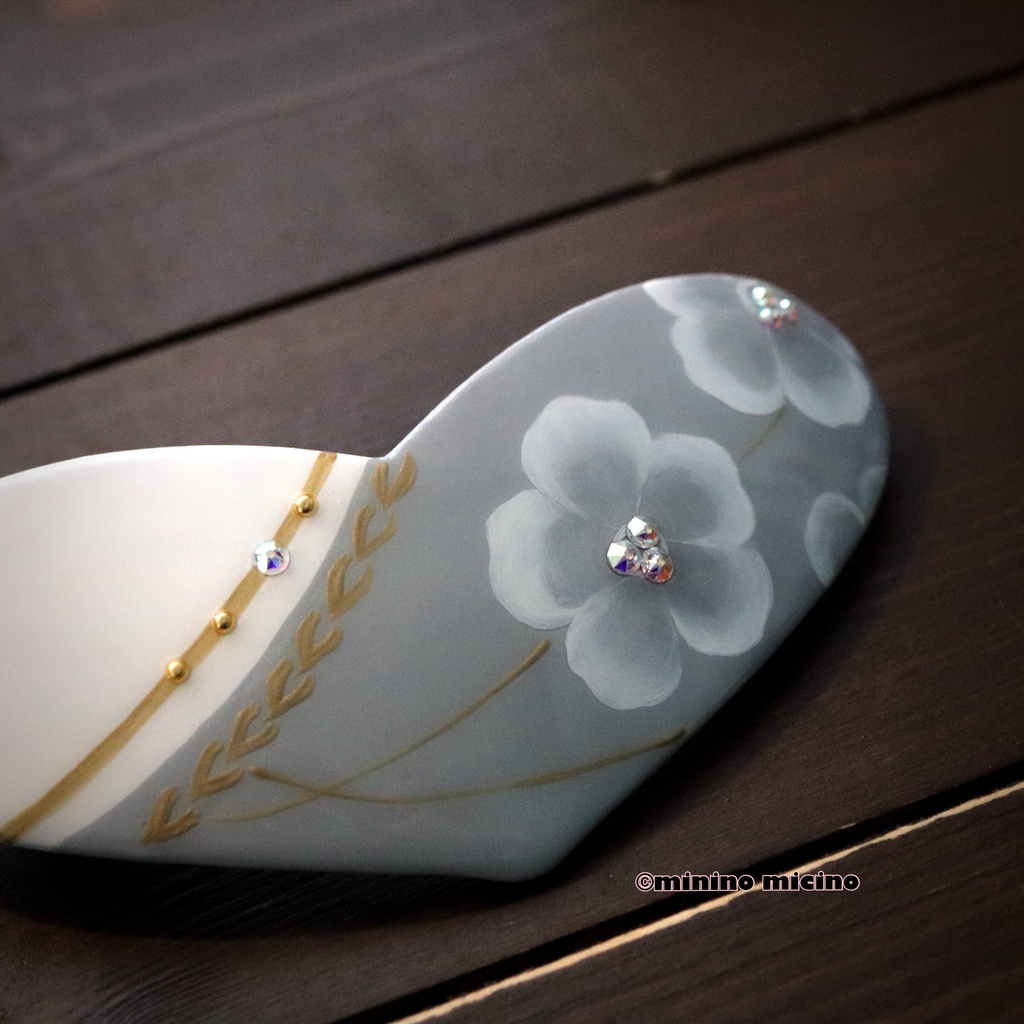 和風ハート型アートバレッタ❀鶴
