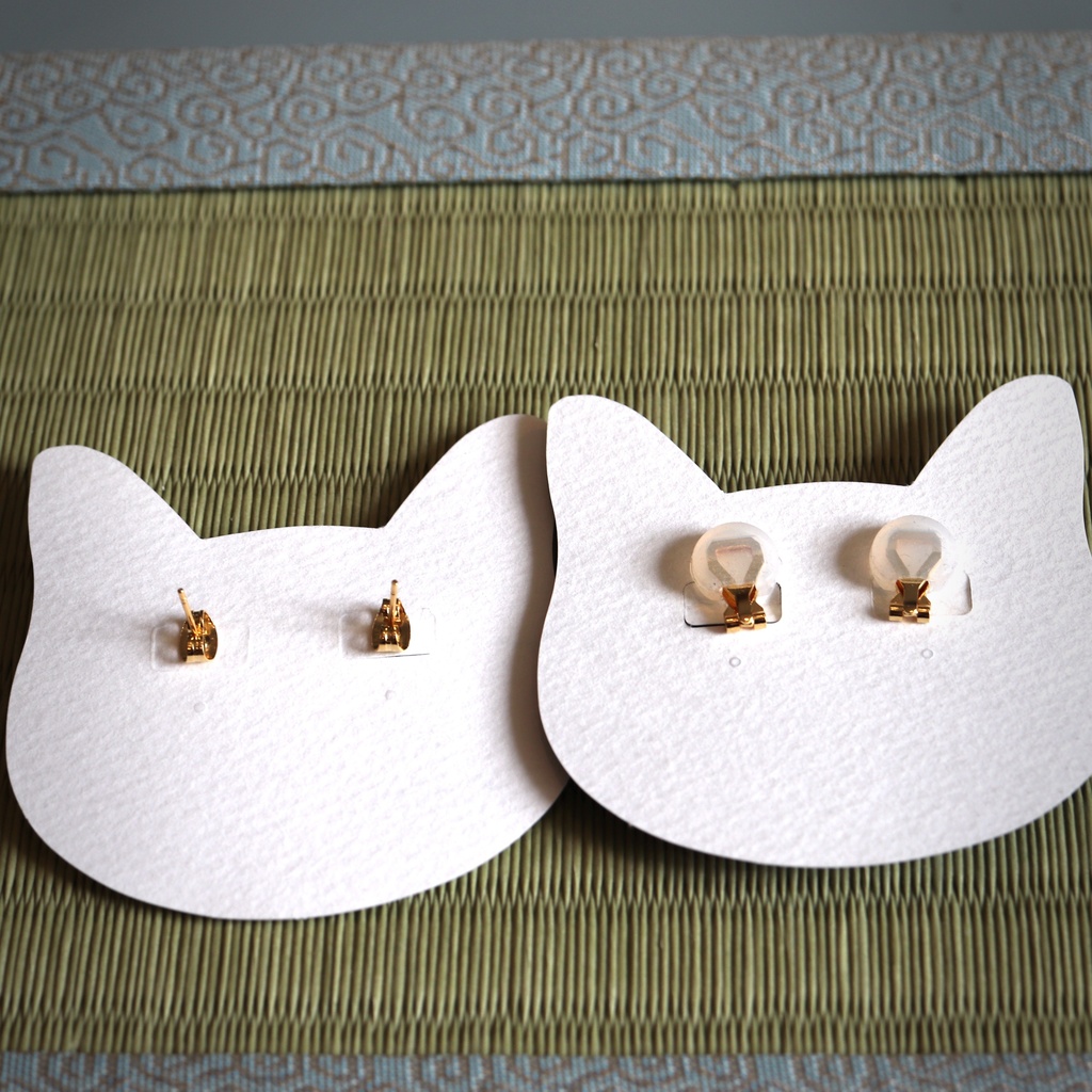 和風マイクロアートキャット アシメイヤリング&ピアス❀睦