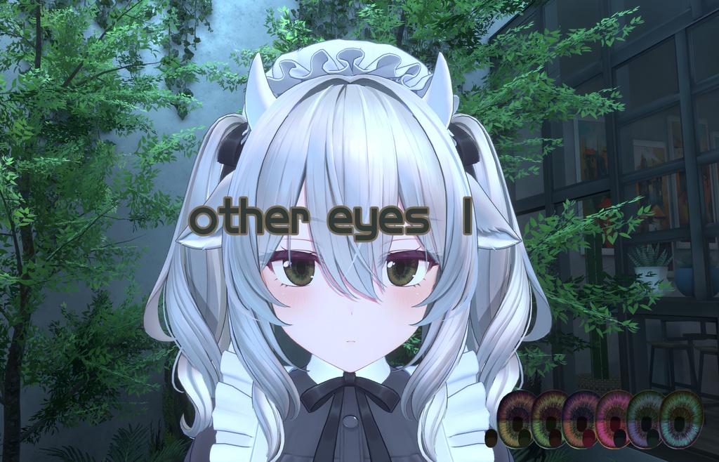 Eyes with green accents