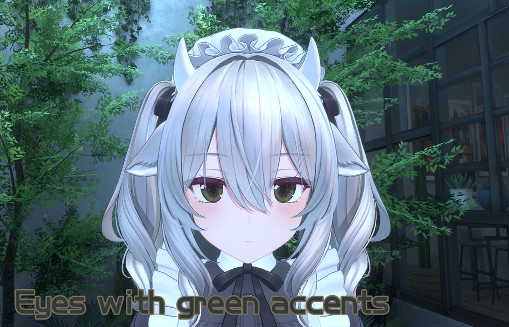 Eyes with green accents